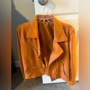 Tan Motorcycle Faux Suede Jacket